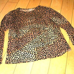 WOMENS LANDS' END SIZE 6-8 (Small) LEOPARD PRINT LONG-SLEEVED TOP COTTON